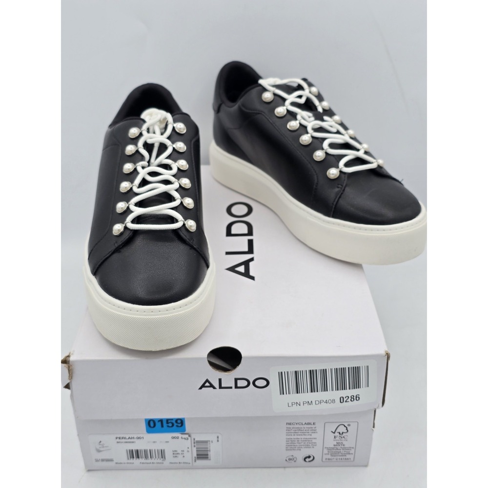 ALDO Women's Perlah Lace Up‎ Platform Sneakers Black Size 10 B